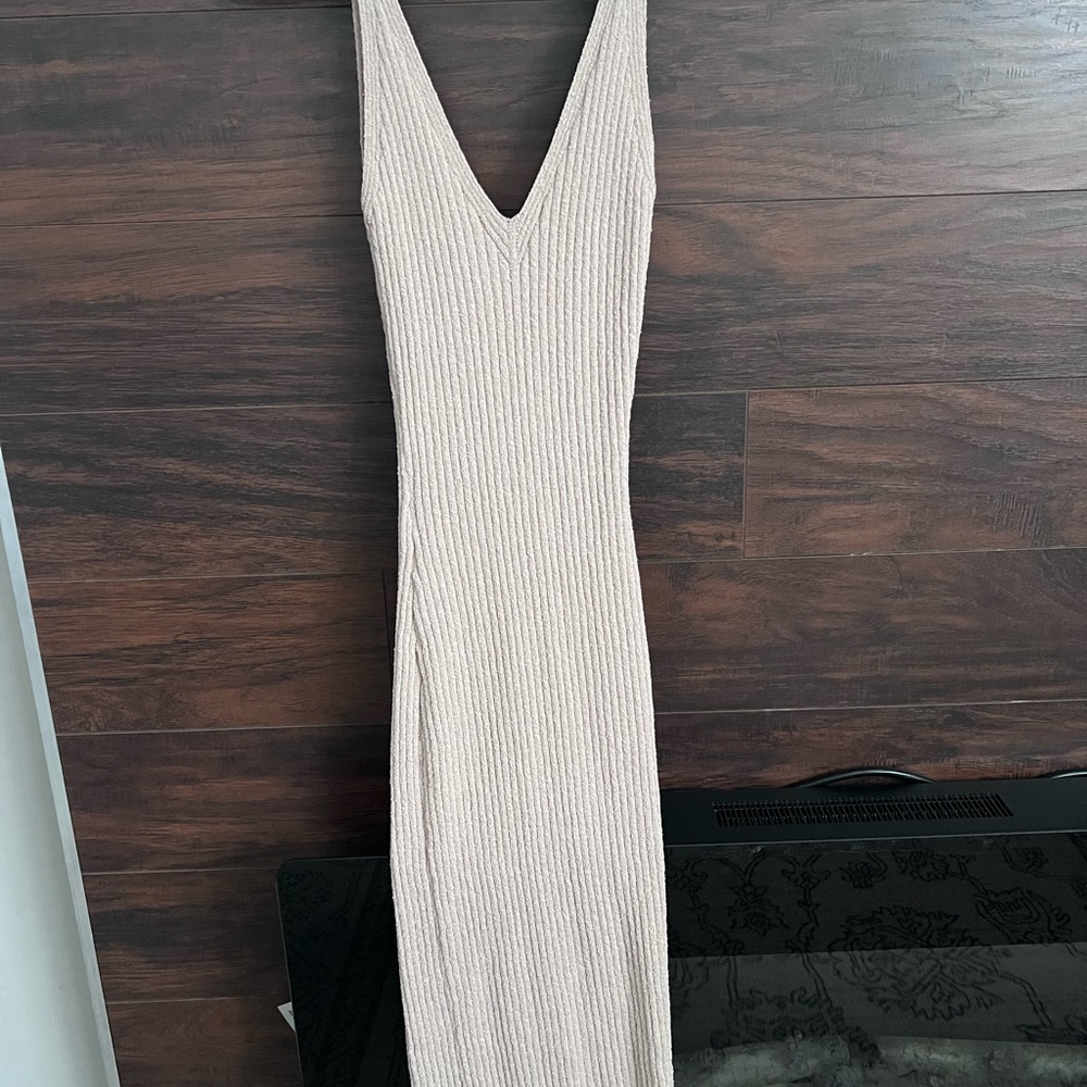 Cotton On Beige Ribbed Midi Dress